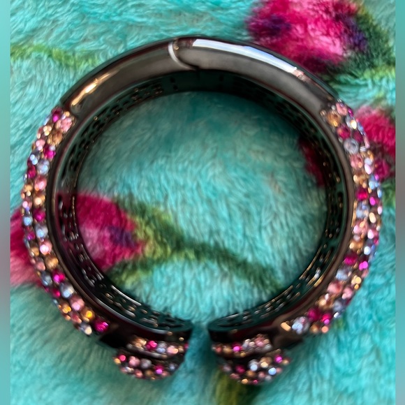 HSN Joan Boyce Hematite Tone "Kissable" Pave Multi Crystal Cuff Bracelet - Picture 2 of 6